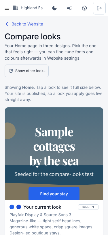 Compare looks on a phone
