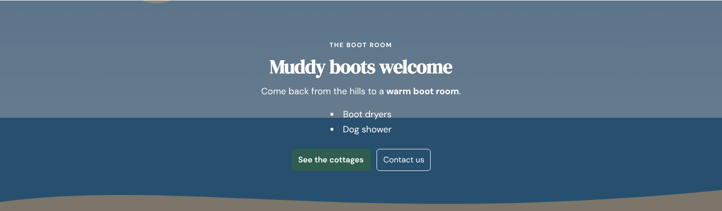 A custom section with the photo behind the text