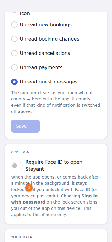 Profile → App lock in the iPhone app